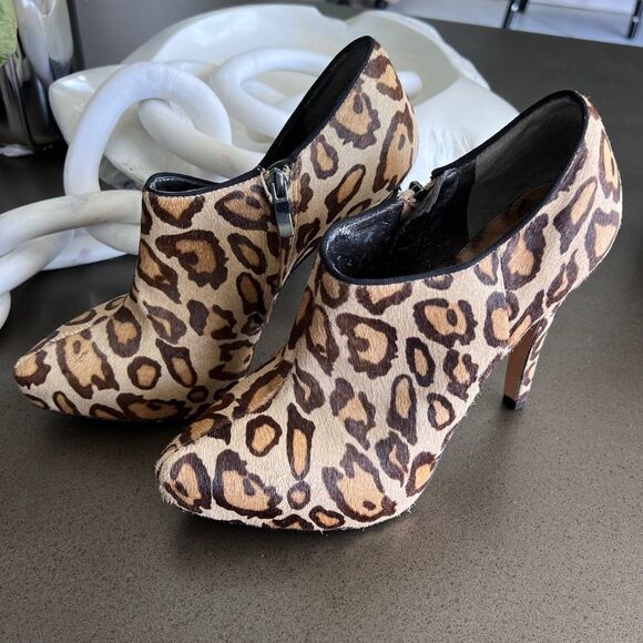 Sam Edelman Leopard Print High-Heeled Ankle Boots with Zipper Size 10 - Picture 3 of 7